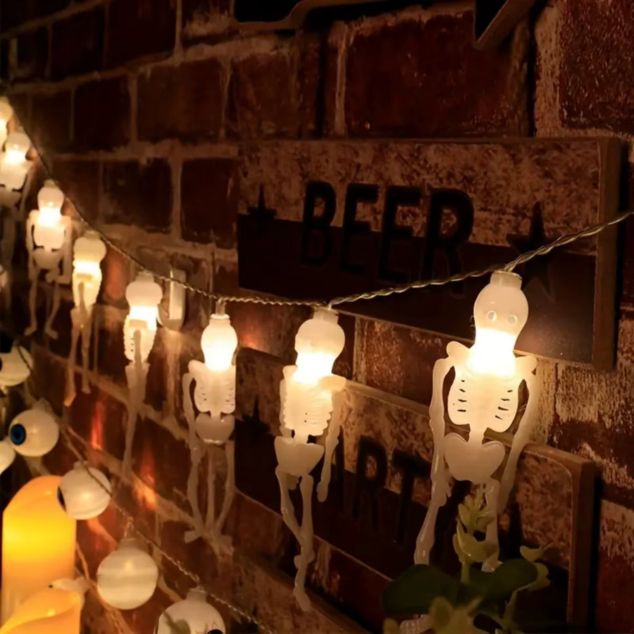 Peach Forest Halloween Skeleton LED Lichterkette mit 20 LEDs, Warmweiß, Batteriebetrieben für Indoor und Outdoor Dekoration - Bild 3