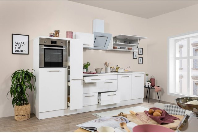 Respekta Premium Küchenzeile modern in Hochglanz Weiß mit Soft-Close-Türen und Schubladen, B/T/H: 300 x 60 x 200 cm - Bild 1