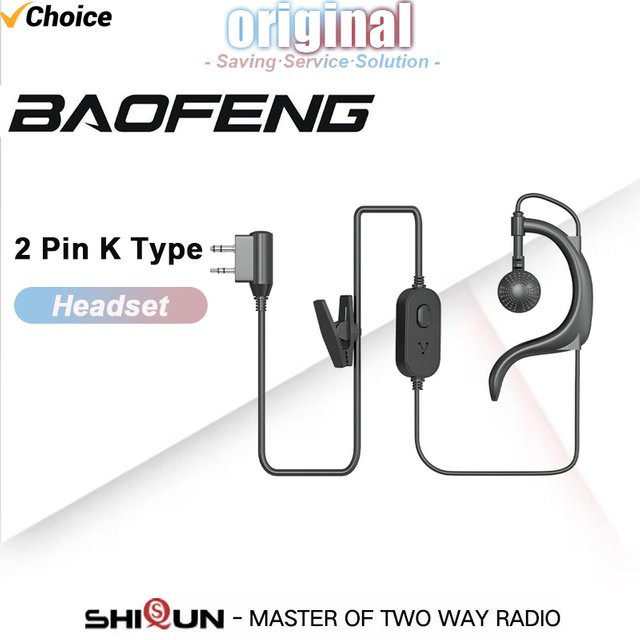 Baofeng UV-21 Ohrhörer UV-5R Pro Max Headset in Schwarz mit 2-Pin K Typ für Baofeng UV-17 GPS UV-25L und Quansheng UV-K6 UV-K5 Zweiwegradio - Bild 1