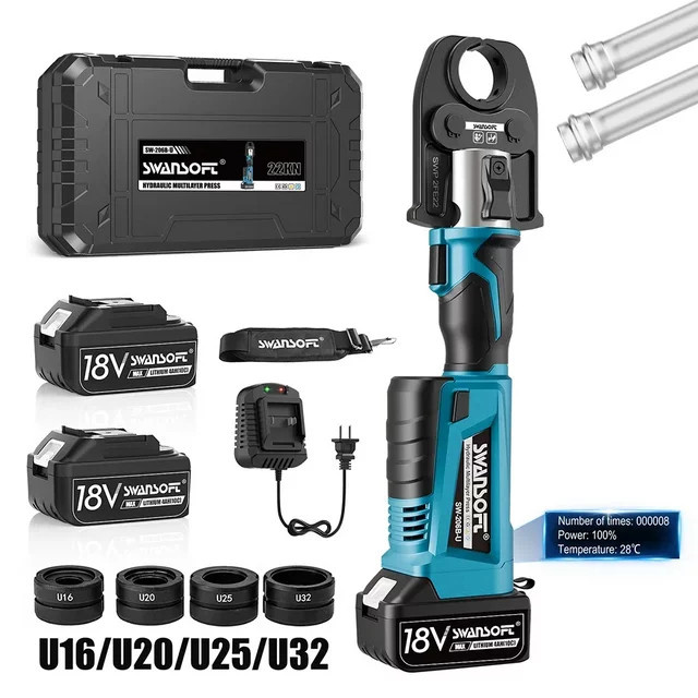 SWANSOFT Elektrisches Presswerkzeug 206B für U-Rohre mit austauschbaren Schnellwechselprofilen U16, U20, U25, U32 - Bild 1