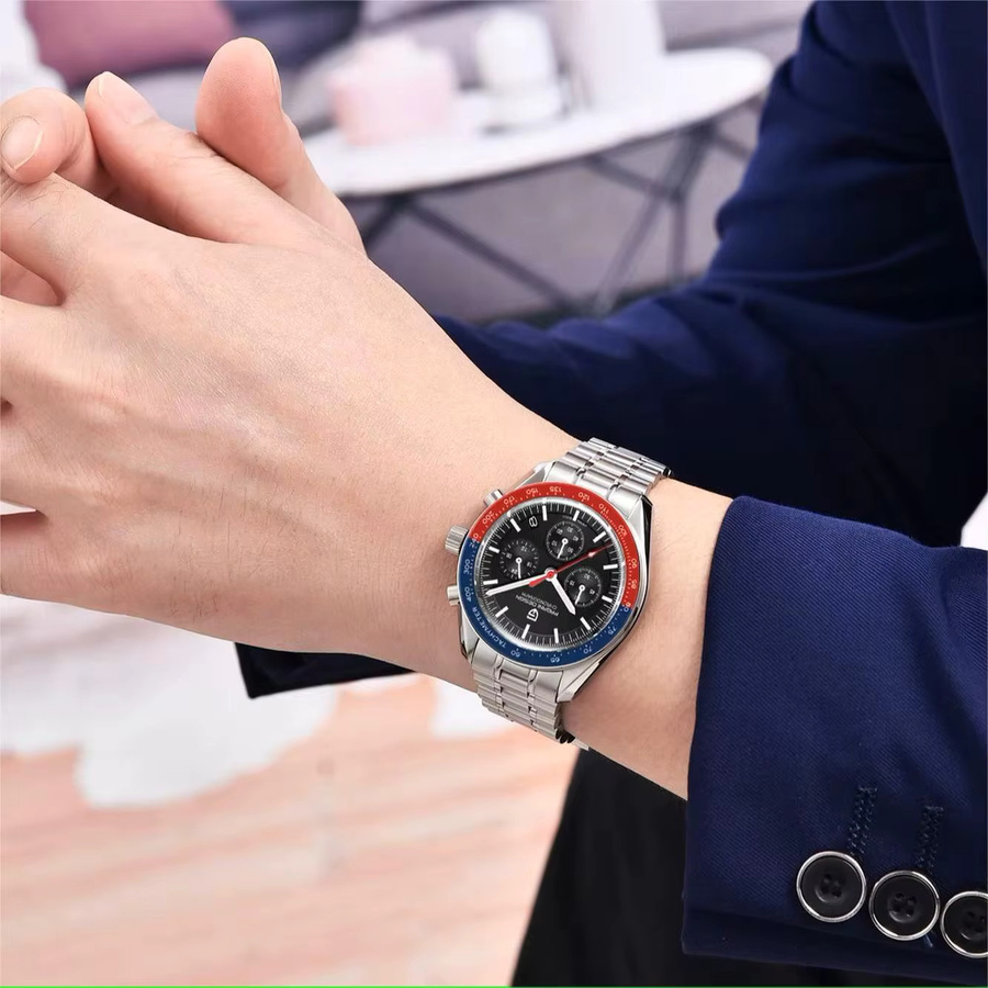 Pagani Design Chronograph, Quarz, Edelstahl, Leder, Herren, Schwarz, Silber - Bild 3