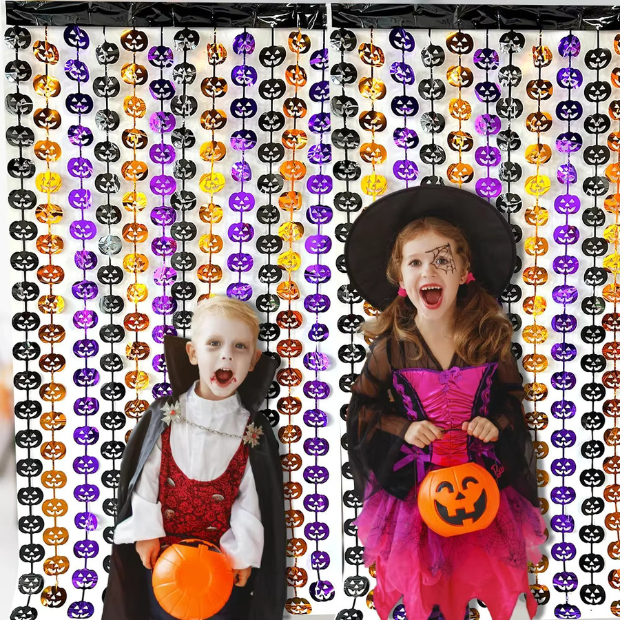 Runto Halloween Party Hintergrundfolie mit Kürbis, Fledermaus und Spinne, B x H: 200 x 100 cm - Bild 3