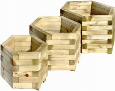 Sechseckiger Blumenkasten aus Naturholz für Tabletop - Bild 1