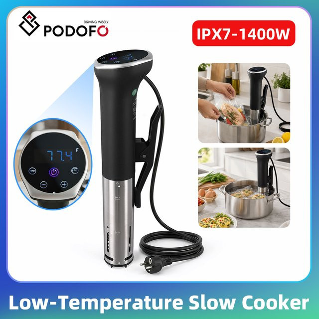 Podofo Slow Cooker mit 1400W Leistung, IPX7 wasserdicht, präzise Temperaturkontrolle und Digitalanzeige aus Edelstahl - Bild 1