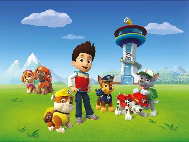 Sanders & Sanders Fototapete Paw Patrol Vlies in Blau Grün und Rot B: 360 cm, H: 270 cm - Bild 1