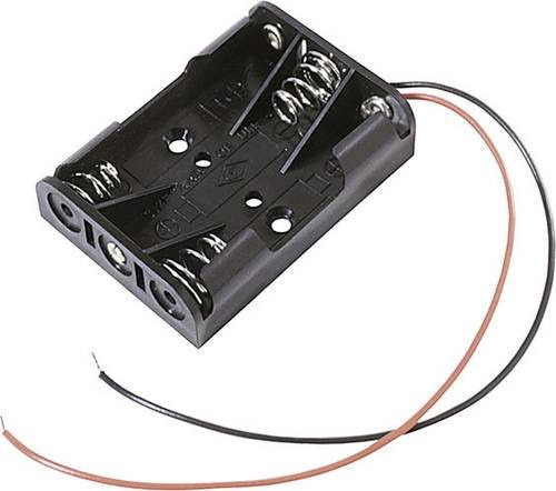 MPD BC3AAAW Batteriehalter für 3x Micro (AAA) Batterien mit Kabel, Schwarz, B/T/H: 52 x 38 x 14 mm - Bild 1