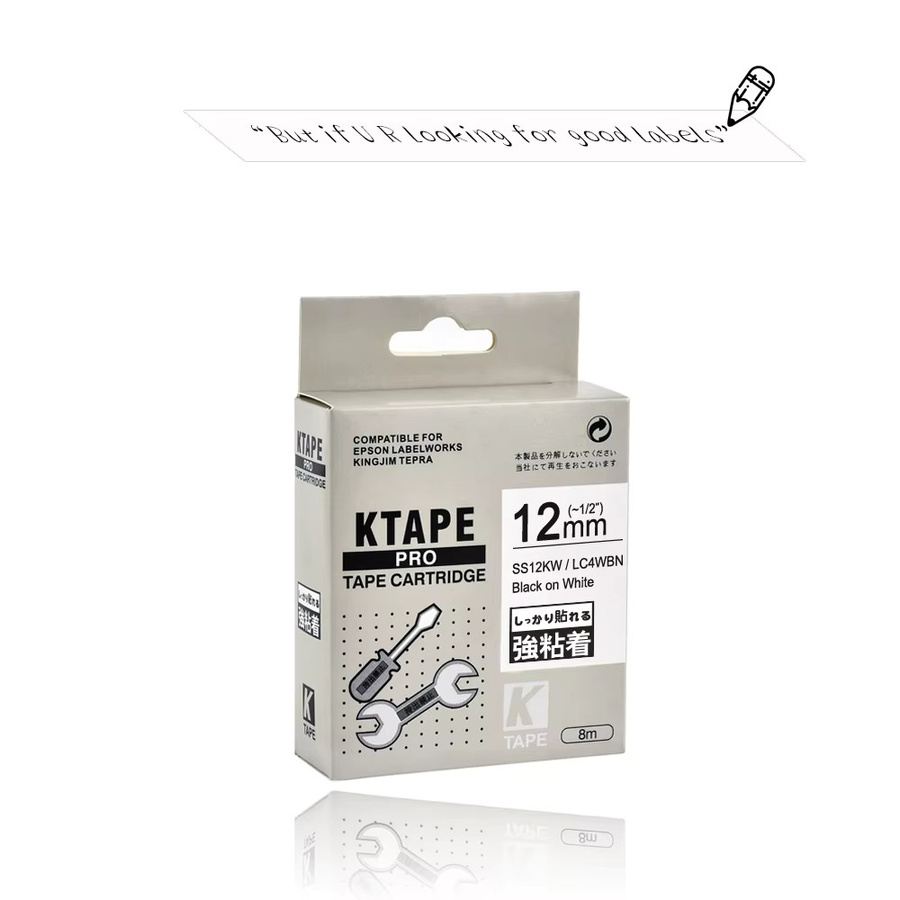 Etikettenband 12 mm kompatibel für Epson King Jim LW300 LW400 LW600P LW700 Maker, Thermodruck, Farben: Schwarz und Grün - Bild 2
