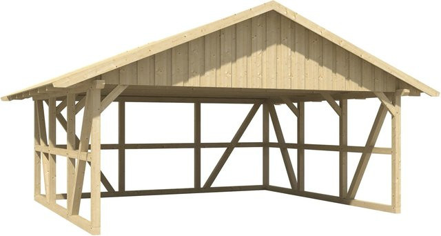 Skan Holz Carport Schwarzwald aus Fichtenholz mit Dachschalung und Rückwand in Natur - Bild 1