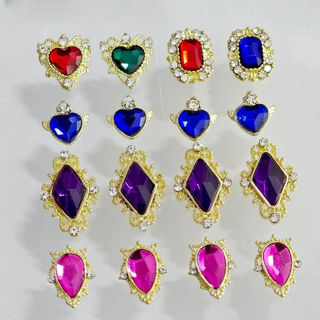 Zhou Nailart Nagelzubehör, Herz-Design mit Glas-Diamant, 10 Stück - Bild 1
