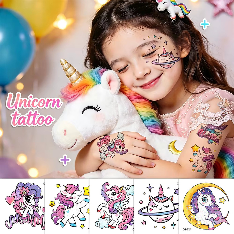 ROCOOART Einhorn Temporäre Tattoo-Aufkleber, Regenbogen-Pferdemuster - Bild 2