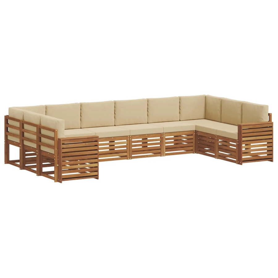 vidaXL Sofagarnitur 10-teilig aus Massivholz Akazie in Natur und Beige mit Latten-Design - Bild 2