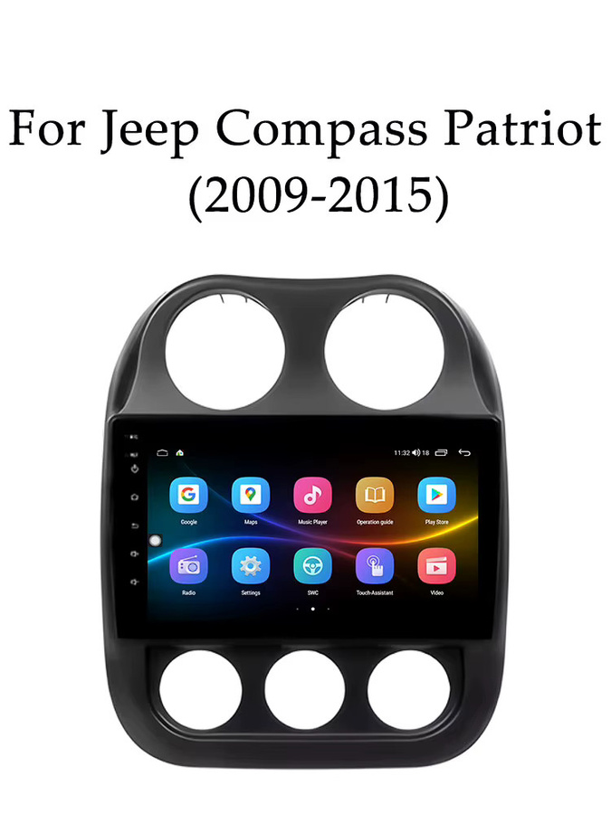 Drahtloses Android 16 Multimedia-Autoradio mit CarPlay, GPS, WIFI und DSP Stereo für Jeep Compass und Patriot 2009-2015, Schwarz - Bild 4