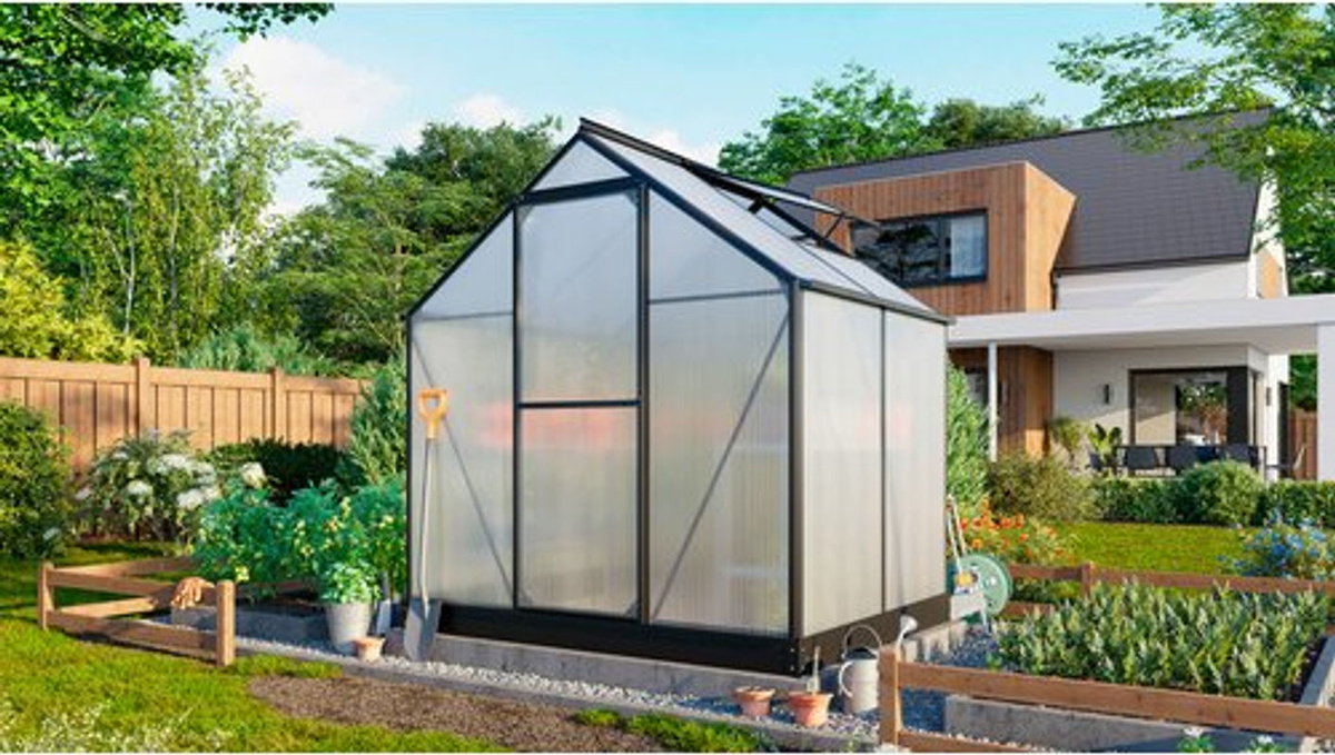 Vitavia Gewächshaus Eos in Schwarz mit Polycarbonat-Verglasung und Schwingtür, B/H/T: 197,7 x 155,0 x 194,8 cm - Bild 3