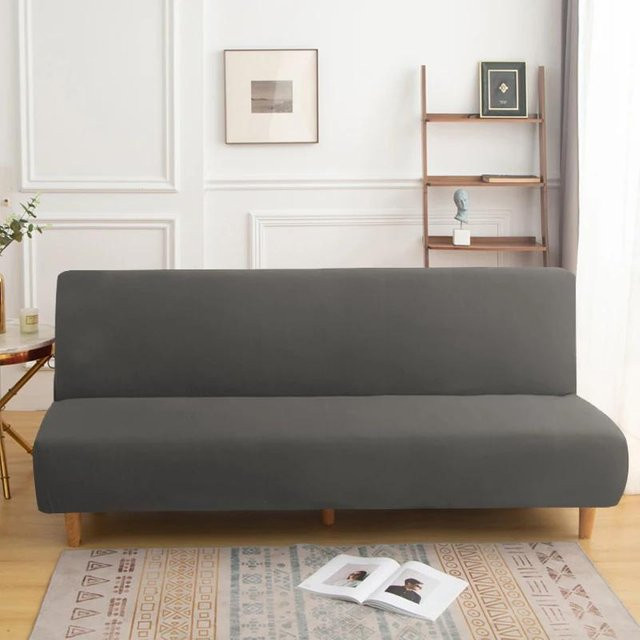 Stretch Futonbezug für armlose Sofas und faltbare Sofabetten, grau, Maschinenwaschbar, Länge: 185-210 cm - Bild 1