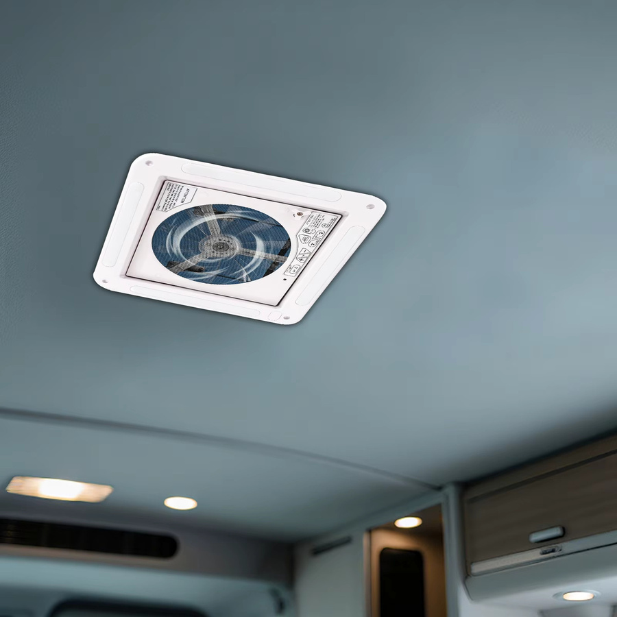 Bymaocar 12V 6-Gang Lüfter mit Fernbedienung, Temperatur- und Regensensor, LED-Licht und umkehrbarem Luftstrom in Weiß für Wohnmobil, Reisemobil und Wohnwagen - Bild 7