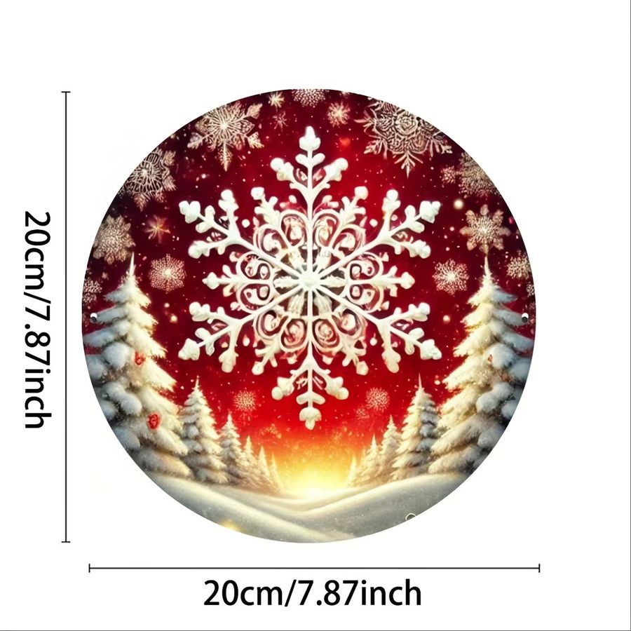 Potdemiel Weihnachts-Schneeflocken-Metallschild, rund, Wanddekoration Durchmesser: 20 cm - Bild 2