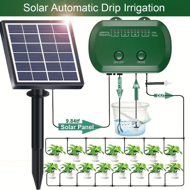 Automatisches Solar-Tropfbewässerungssystem mit Timer für Topfpflanzen im Garten - Bild 1