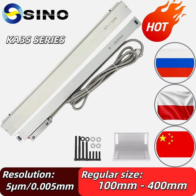 TTL Linear-Gitterlineal-Encoder mit Glas-Skala für Fräsmaschinen und Drehmaschinen, Farbe: Silber, Genauigkeit: 5µm, Spannung: 5VDC, verfügbare Längen: 450mm bis 800mm - Bild 1