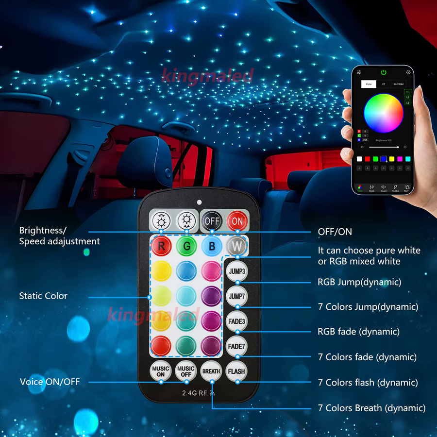 DC12V Glasfaser-Sternenhimmel-Beleuchtungsset mit Smart-App-Steuerung und 2,4G Fernbedienung inklusive LED-Engine - Bild 3