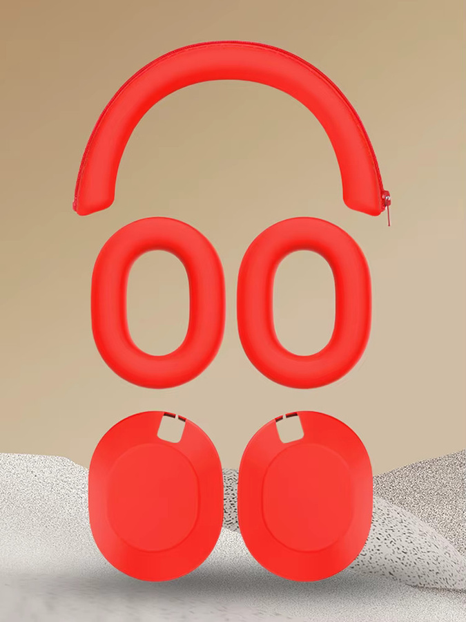 3 Stück Silikon-Kopfhörer-Abdeckung in Beige als Ersatz-Ohrpolster und Schutzhülle für dein Sony WH-1000XM6 Headset - Bild 2