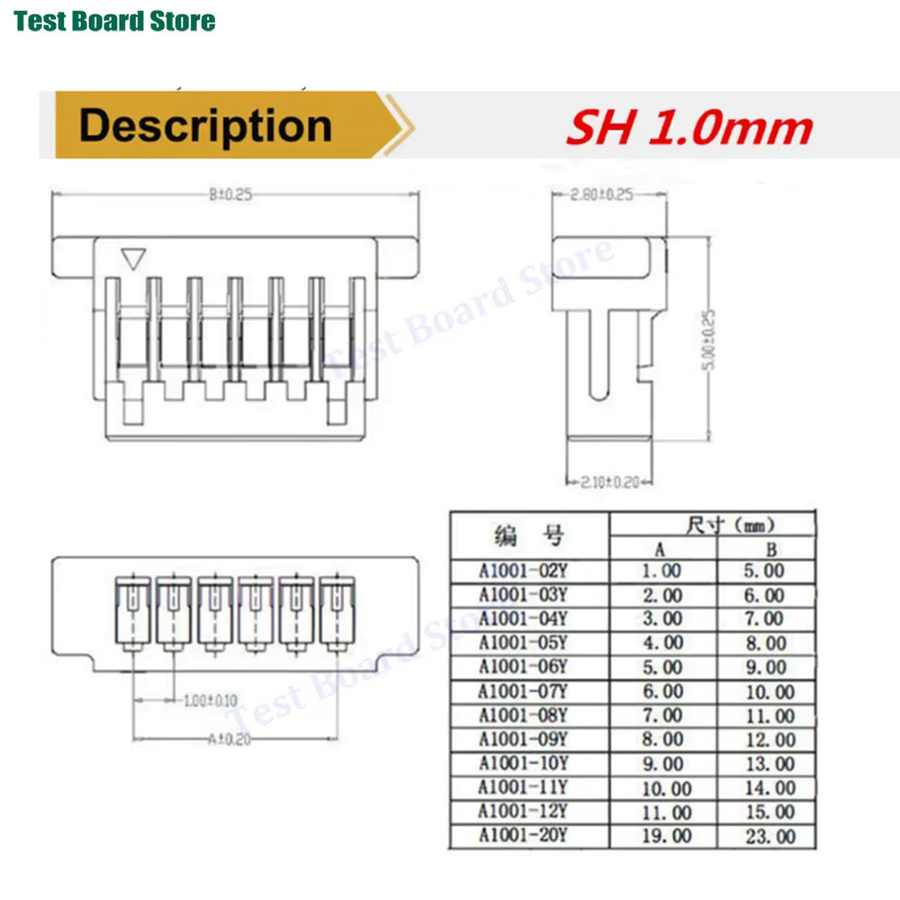 JST SH1.0 Kabelsteckverbinder Set mit 1,0mm Rasterabstand und 28AWG Kabel in verschiedenen Pin-Konfigurationen und Farben - Bild 2