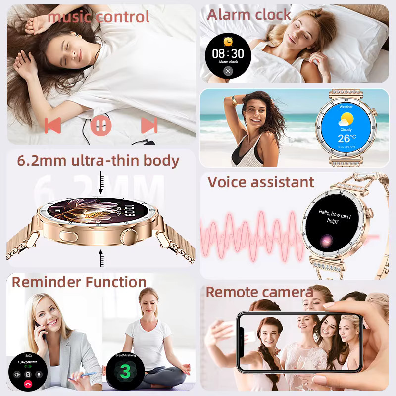 LIGE Smartwatch, Edelstahl, Schwarz, Damen - Bild 4