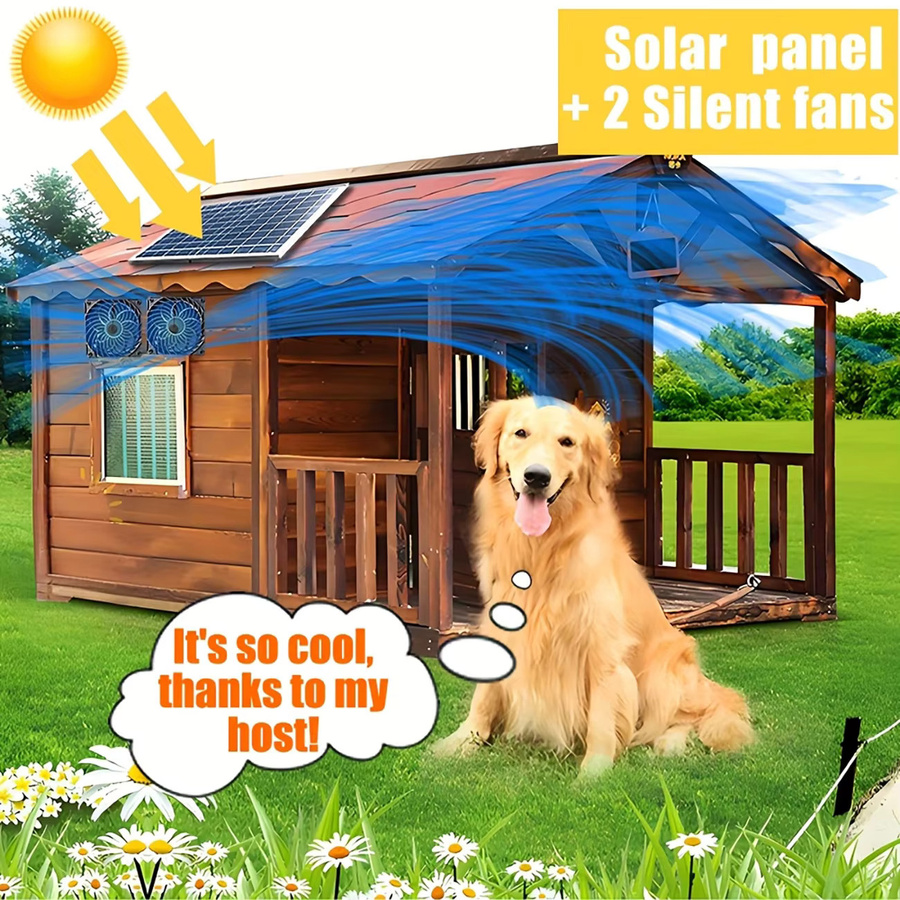 EESBAO Solar-Ventilator 10W zur automatischen Belüftung und Kühlung in Schwarz für Tierzwinger, Hundehäuser, Geflügelställe und Gewächshäuser - Bild 2
