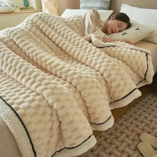 Warme Flanell Fleece Schlafdecke mit Schildkröten-Motiv für Herbst und Winter, weich und flauschig, Farben: Weiß und Beige, B/T: 200 x 120 cm - Bild 1