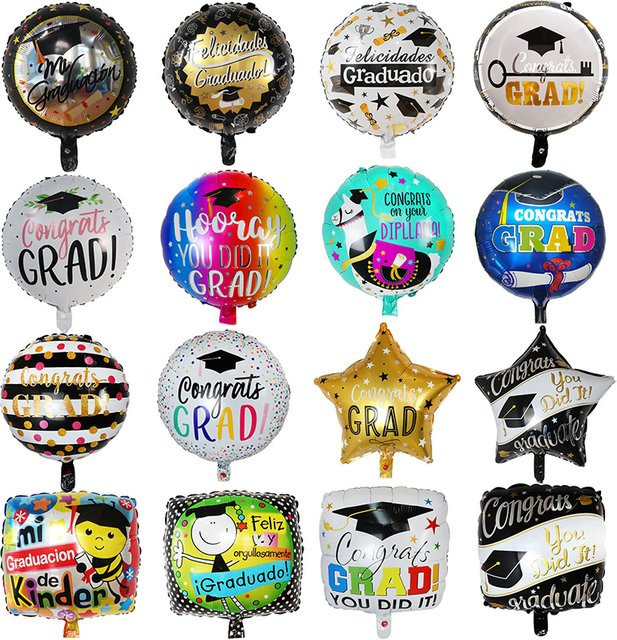 10 Stück LQVYI Folienballons für Abschlussfeier 2024, bunte Partydekoration zum Aufblasen - Bild 1