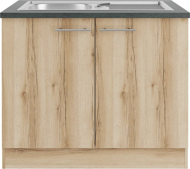 OPTIFIT Livorno290 Küchen-Spülenunterschrank in Wildeiche Nachbildung, Breite: 100 cm - Bild 1