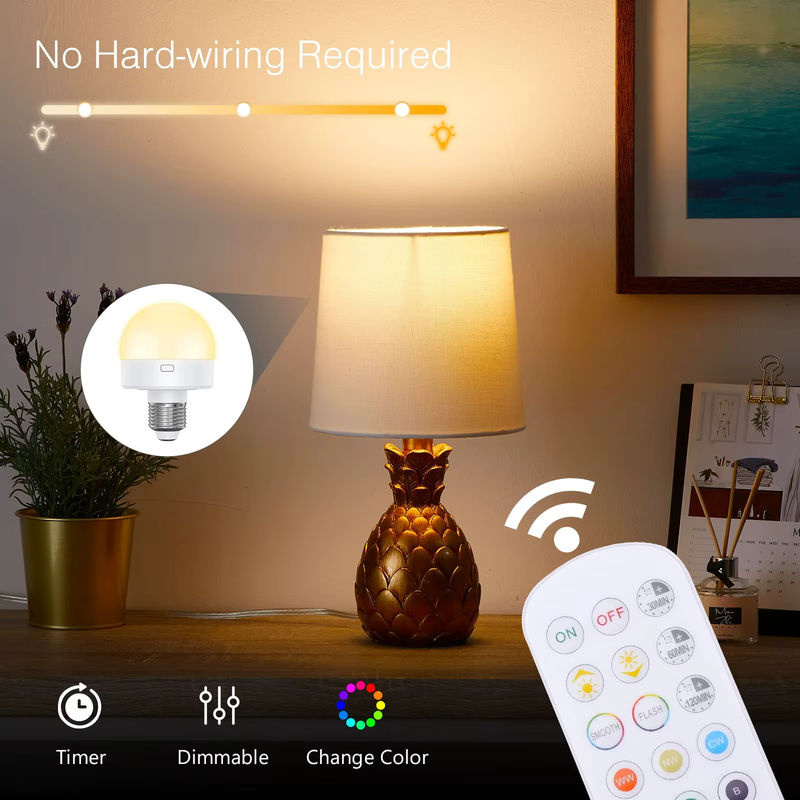 HPH RGB LED-Nachtlicht mit Fernbedienung, wiederaufladbare E27 Glühbirne für USB-Anschluss, Multicolor und Weiß - Bild 2
