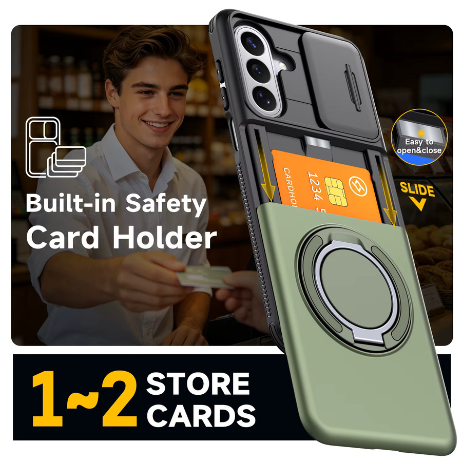 Magnetische Brieftaschen-Handyhülle mit Schiebe-Kameraschutz für Samsung Galaxy A57 A37 A27 A17 A07 A56 A36 A26 A16 A55 A35 in Purple und Green - Bild 4
