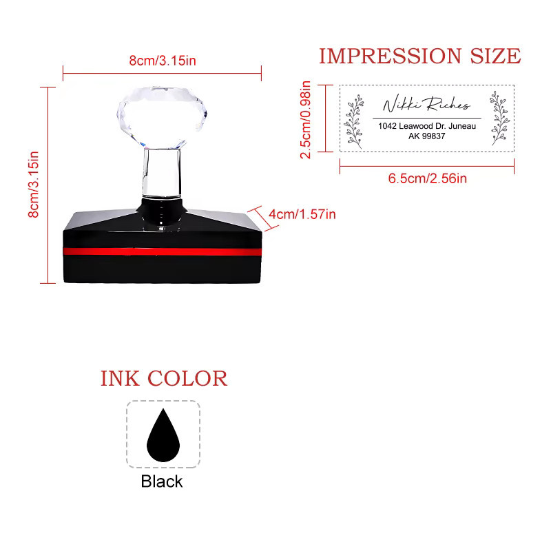 Personalisierter Adressstempel in Schwarz mit Premium-Etui aus Kunststoff - Bild 2