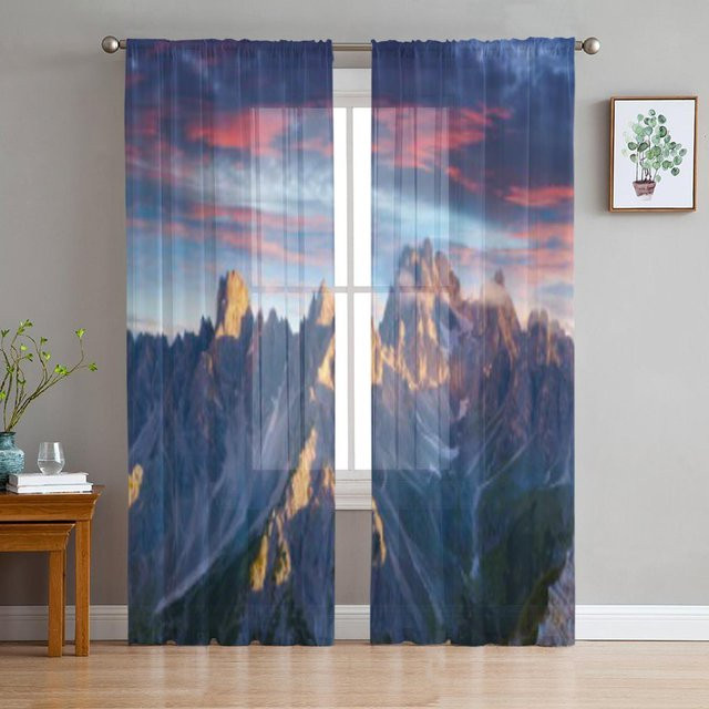 Super Six Transparenter Vorhang mit Tre Cime Di Lavaredo Motiv in Grau, Breite: 135 cm, Höhe: 114 cm - Bild 1