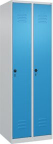 C+P Wäsche-Spind Classic PLUS mit 2 Abteilen, 4 Fachböden, Sicherheits-Drehriegel, grau und blau, H x B x T: 185 x 60 x 50 cm - Bild 1