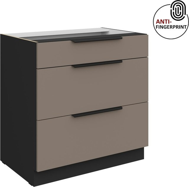 Küchenunterschrank ARIA in Sandgrau matt mit Anti-Fingerprint-Beschichtung, Breite: 80 cm - Bild 1