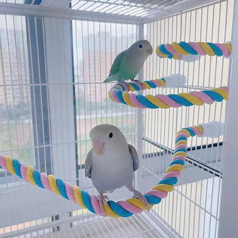 NATAWA Vogelbeißspielzeug für Papageien aus Baumwolle, bunte Vogelschaukel mit Kletterseil, Breite: 24,5 cm - Bild 2
