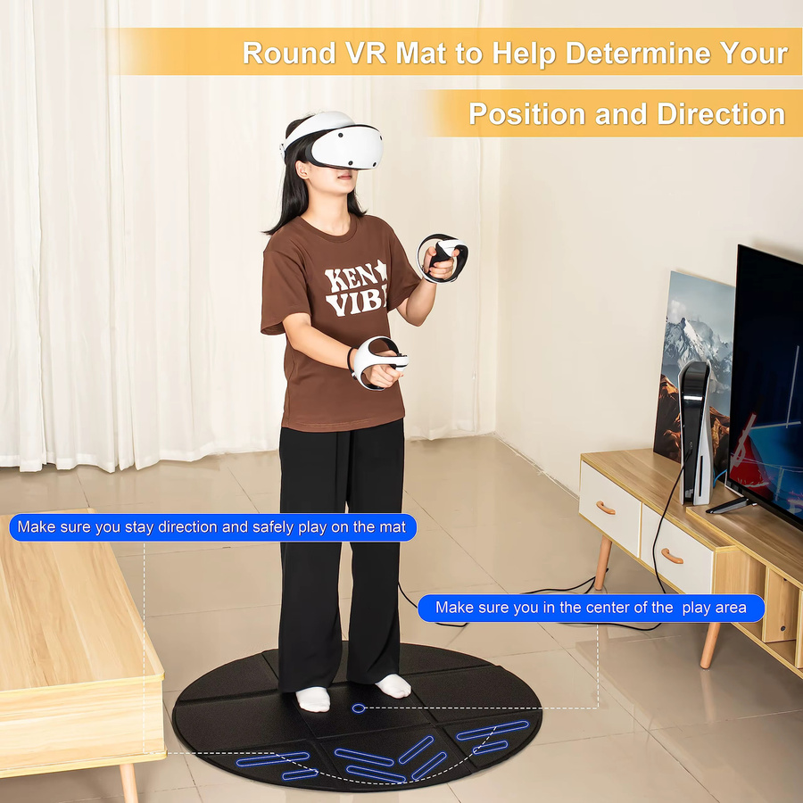 DEVASO Faltbare VR-Matte für Meta Quest 3S und Quest 3, runde Anti-Ermüdungs-Bodenmatte in Schwarz - Bild 2