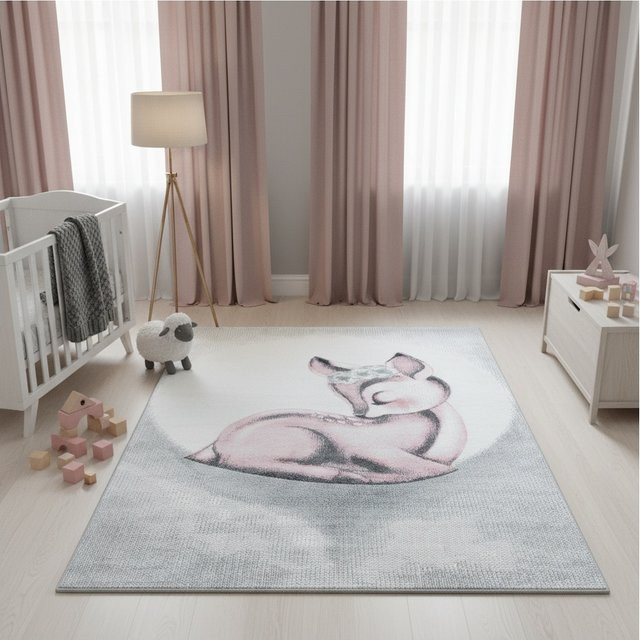 Kinderteppich Kadima Design COGNE mit Reh-Motiv, Rosa, Breite: 200 cm, Tiefe: 290 cm - Bild 1