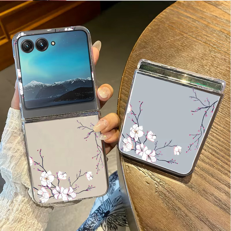 Transparente Klapphülle mit Blumenmuster für Motorola Razr 40 50 Ultra Razr 40 Razr 50, stoßfeste Schutzhülle aus hartem PC - Bild 3
