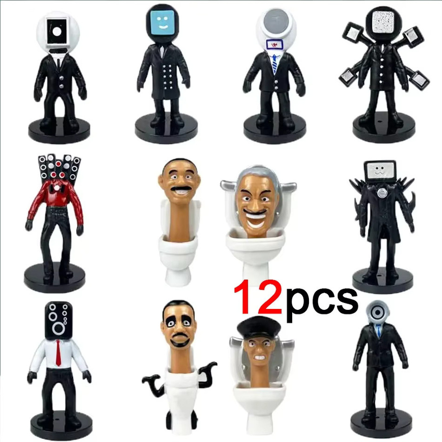 Bandai Skibidi Toilet Man Figuren, Bausteine Modell Spielzeug, 6-teiliges Set - Bild 5