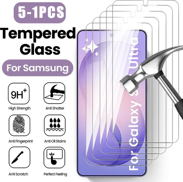 5er-Pack Gehärtetes Glas Displayschutz für Samsung Galaxy S26, S26 Ultra und S26+ 5G, 9H Härte, Transparent, HD Klarheit - Bild 1