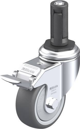 Blickle LKRA-PATH 80KF-11-FI-ER13 Lenkrolle mit Feststeller in Grau und Silber, Rad-Durchmesser: 80 mm, Tragfähigkeit: 120 kg - Bild 1