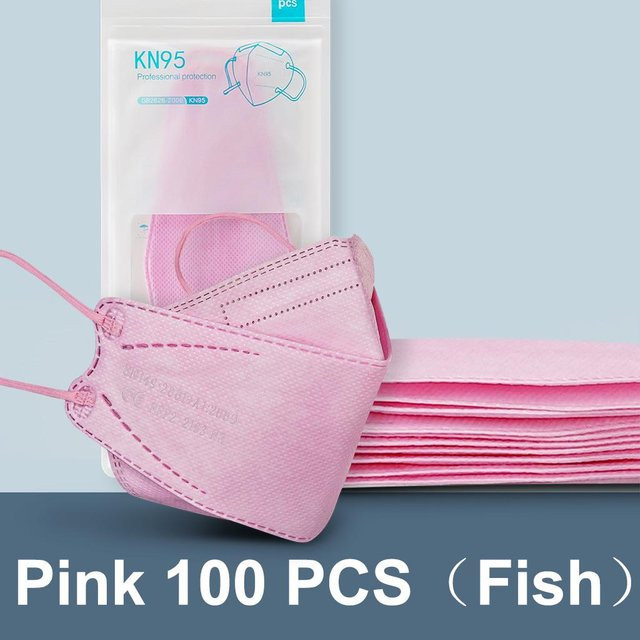 Febell FFP2 Gesichtsmaske KN95 Fischmuster wiederverwendbar, Rosa, 100 Stück - Bild 1