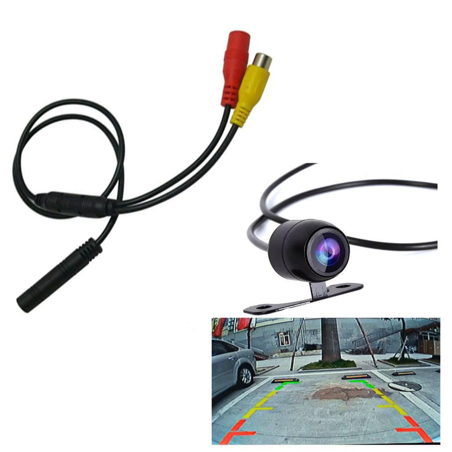 Auto Backup Rückfahrkamera Adapter mit 4-Pin Stecker auf CVBS RCA Buchse, Kabelbaum in Schwarz - Bild 2