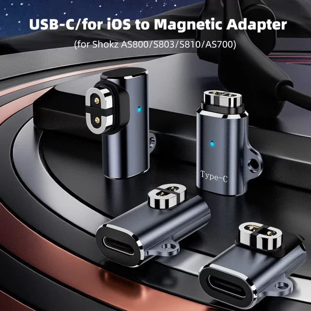 Shokz Magnetischer Adapteranschluss USB-C und für iOS in Schwarz mit 90-Grad-Knochenleitung für Shokz AS800, S803, S810 und AS700 - Bild 1