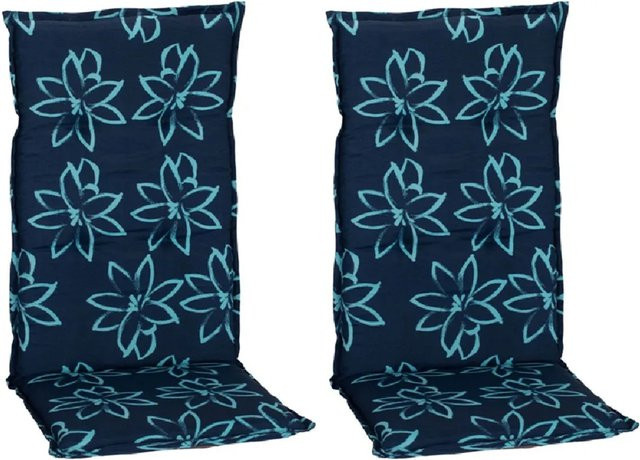 Beo Sitzauflage Hochlehner Bunde 2er-Set Hellblau-Dunkelblaue Blumen - Bild 1