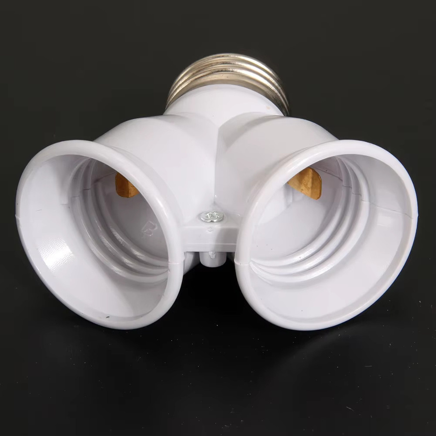 ALLOYSEED 2 in 1 E27 Doppel-Sockel Adapter Splitter Konverter mit Kupferkontakt in Weiß - Bild 4