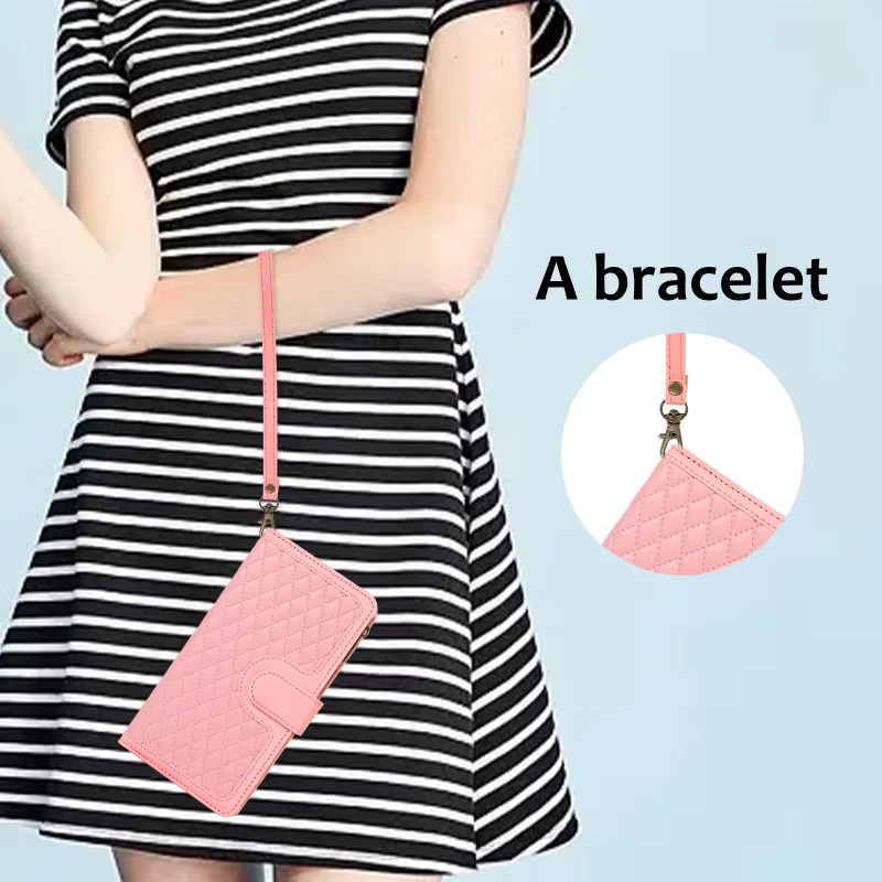 Leder Handyhülle mit Lanyard und Reißverschluss für Samsung Galaxy S26 Ultra S25 Edge S24 S23 S22 Plus S21 FE Note 20 als Brieftasche und Kartenhülle in Schwarz und Pink - Bild 3