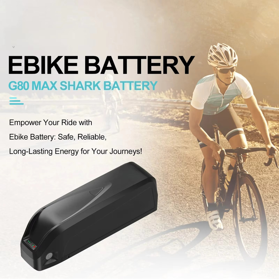UKGF Lithium-Ionen-Akkupack mit Ladegerät, 5-poliger Hai-Akku für E-Bikes, Farbe: Schwarz - Bild 2